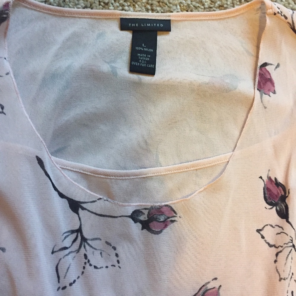 Limited sheer long-sleeve flowered shirt